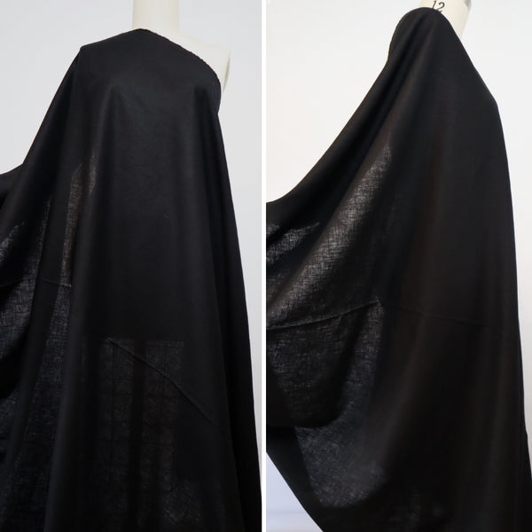 Washed Linen | Cotton ~ Black *Last Piece 2.55m